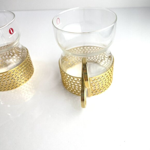 Iittala Tsaikka glasses With Gold Clips Finland - Hot Drink Glasses Clear Cup - Picture 6 of 16